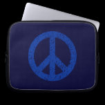 Scribble Stencilled Peace Symbol - Shades of Blue laptop sleeves