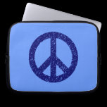 Scribble Stencilled Peace Symbol - Shades of Blue laptop sleeves