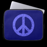 Scribble Stencilled Peace Symbol - Shades of Blue laptop sleeves