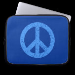 Scribble Stencilled Peace Symbol - Shades of Blue laptop sleeves