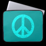 Scribble Stencilled Peace Symbol - Shades of Cyan laptop sleeves