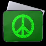 Scribble Stencilled Peace Symbol - Shades of Green laptop sleeves