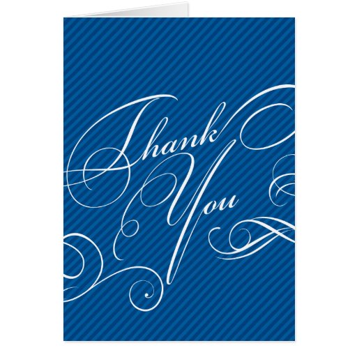 Script Diagonals in Cobalt Thank You Card