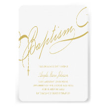 Scripted Baptism Rosary Cross Stylish Invitation