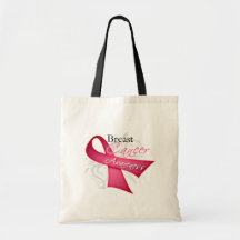Scroll Ribbon Breast Cancer Awareness Canvas Bags