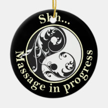 Scrolling Yin Yang Massage Do Not Disturb Christmas Tree Ornaments