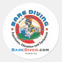 Scuba Crazy Diver, ATLANTA USA Round Stickers