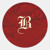 Sculptured Look Red Rose Monogram Sticker
