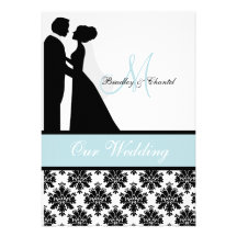 Sea Blue Wedding Couple Wedding Invitation