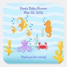 SEA CRITTERS Under Sea SQUARE Favour Sticker
