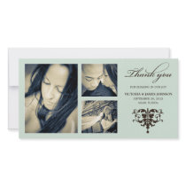 SEA FOAM FORMAL COLLAGE | WEDDING THANK YOU CARD CUSTOM PHOTO CARD