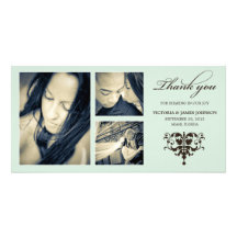 SEA FOAM FORMAL COLLAGE | WEDDING THANK YOU CARD CUSTOM PHOTO CARD