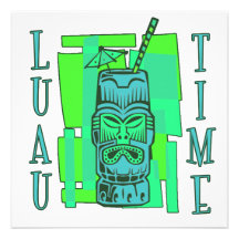 Sea Green & Blue Luau Party Invitations