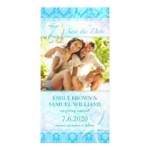 Sea Horse Couple Beach Photo Save the Date Invites Personalised Photo Card