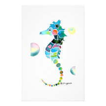 Sea Horse with Bubbles Custom Stationery