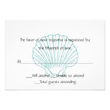 Sea Shell Wedding Response Card Personalized Invitation