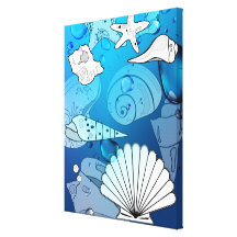 Sea Shells Aqua Ocean Canvas Art Print Canvas Prints