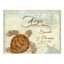 Sea Turtle Modern Coastal Ocean Beach Swirls Style Post Cards