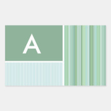 Seafoam, Sage Green, & Baby Blue Stripes Rectangular Sticker