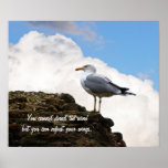 Seagull on a Brick Wall in Rome Poster