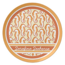 Seahorse Frolic Personalised Plate - Orange plates