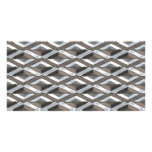 Seamless Diamond Shaped Chrome Plated Metal Photo Greeting Card