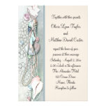 Seashell Pearls Elegant Beach Wedding Personalised Announcement