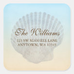 Seashell Tropical Beach Address Label Square Square Stickers