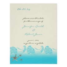 Seaside in Sand and Aqua Save the Date Personalized Announcements