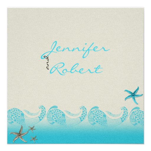 Seaside in Sand and Aqua Wedding Invitation