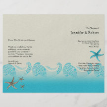 Seaside in Sand and Aqua Wedding Program Flyer