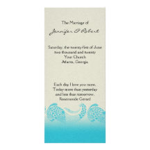 Seaside in Sand and Aqua Wedding Program Rack Card
