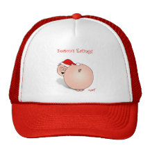 Season's Greetings (Eatings) Pig Cartoon. Mesh Hat