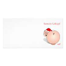 Season's Greetings (Eatings) Pig Cartoon. Photo Greeting Card