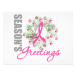Season's Greetings Pink Ribbon Wreath Invites