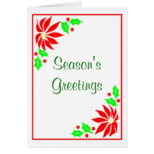 Season's Greeting's  (Poinsettias) Greeting Card
