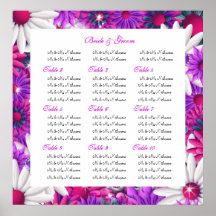 Seating charts wedding pink floral poster