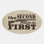 Second Amendment Protects First Amendment Oval Stickers