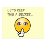 Secret hush emoticon surprise party post cards