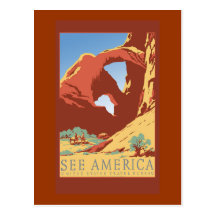 See America Vintage Travel Poster on Cards Postcard