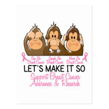 See Speak Hear No Breast Cancer 2 Postcard