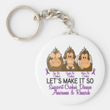 See Speak Hear No Crohns Disease 2 Keychain