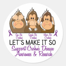 See Speak Hear No Crohns Disease 2 Stickers