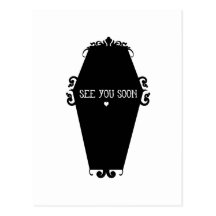 See You Soon Memento Mori Coffin Design Postcard