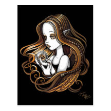 "Seika" Amber Rose Crystal Ball Angel Postcard