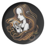 "Seika" Gothic Amber Rose Angel Plate