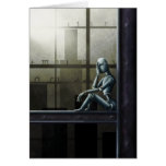 self aware robot scifi note card