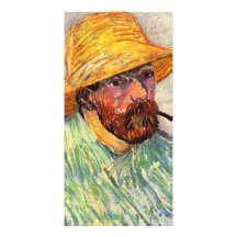 Self-Portait with straw hat by Vincent van Gogh Customized Photo Card