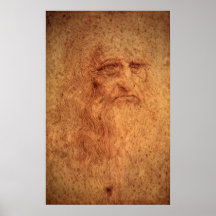 Self Portrait by Leonardo da Vinci, Renaissance Print