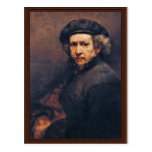 Self-Portrait,  By Rembrandt (Best Quality) Post Card